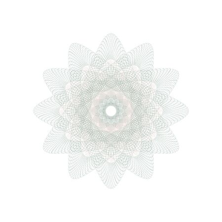 Guilloche decorative rosette element. Digital watermark. It can be used as a protective layer for certificate, voucher, banknote, money design, currency, note, check, ticket, reward etc.のイラスト素材