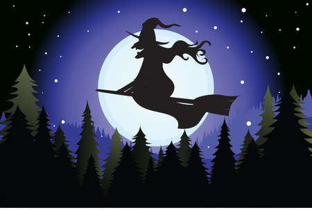 Halloween witch silhouetteのイラスト素材