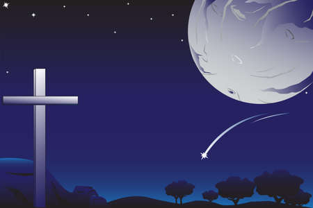   illustration of a cross illuminated outside, can be used for Easter celebrationのイラスト素材
