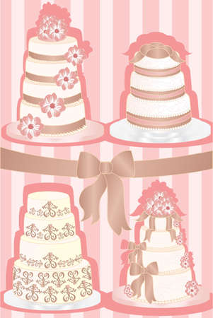 A vector illustration of a set of wedding cakesのイラスト素材