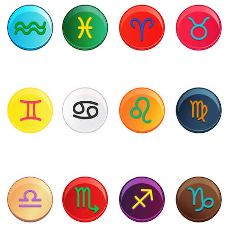 A vector illustration of colorful zodiac signsのイラスト素材