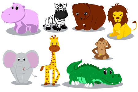  illustration of different wild animals cartoonsのイラスト素材