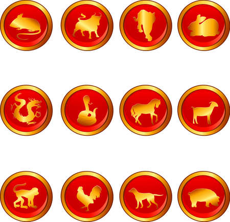   illustration of Chinese astrology signsのイラスト素材