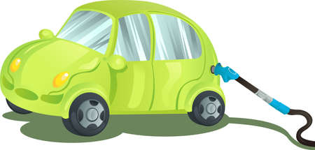A vector illustration of a car being fueled up with gasolineのイラスト素材