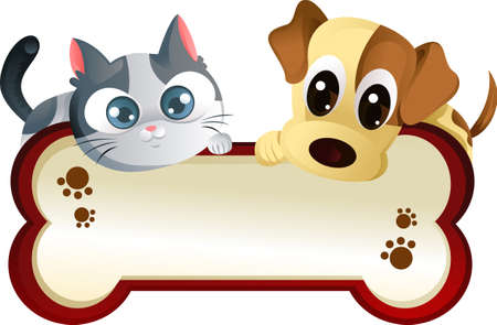 A vector illustration of a dog and a cat bannerのイラスト素材