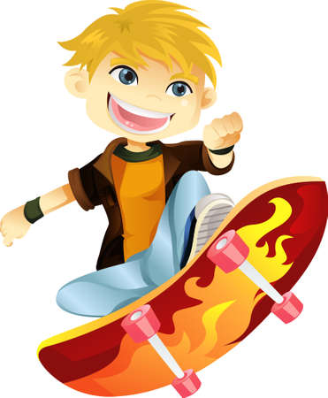 A vector illustration of a skateboarding boyのイラスト素材