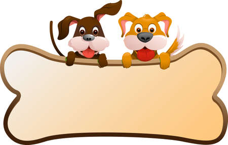 A illustration of two dogs holding a bannerのイラスト素材