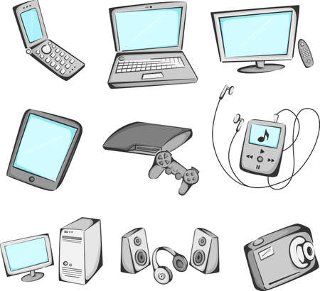 illustration of electronic items iconsのイラスト素材