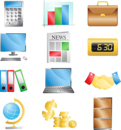 A vector illustration of business office iconsのイラスト素材