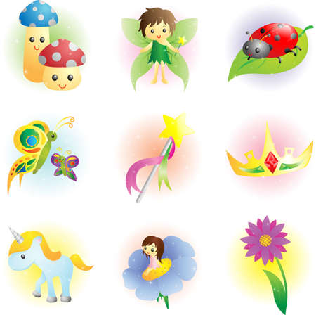A illustration of fantasy fairy iconsのイラスト素材