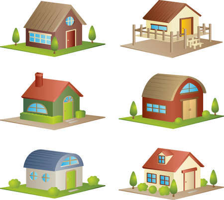 A illustration of a collection of different housesのイラスト素材