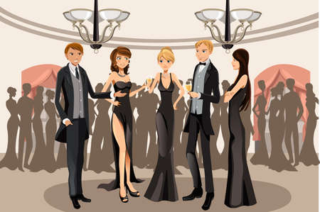 A vector illustration of people in a banquet partyのイラスト素材