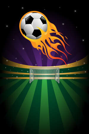 A vector illustration of flaming soccer backgroundのイラスト素材