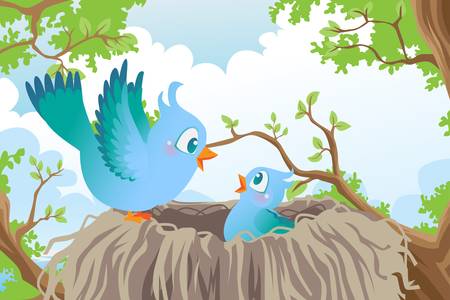 A vector illustration of birds in the nestのイラスト素材