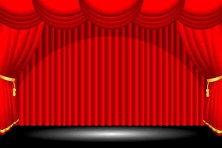 A vector illustration of a red stage backgroundのイラスト素材