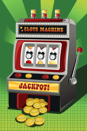 A illustration of a slot machine showing three clocks as the jackpot, can be used for &quot,Time is Money&quot, conceptのイラスト素材