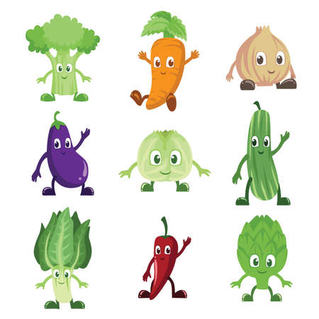 A vector illustration of a set of vegetables charactersのイラスト素材