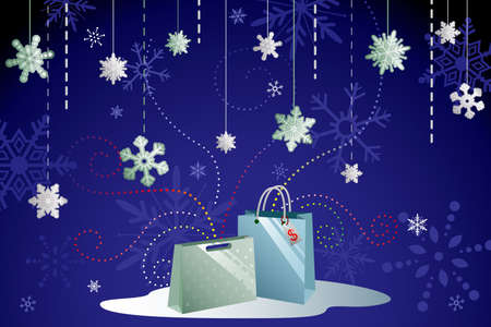 A  illustration of winter shopping backgroundのイラスト素材