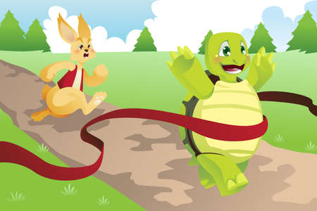 A illustration of tortoise and hare racingのイラスト素材