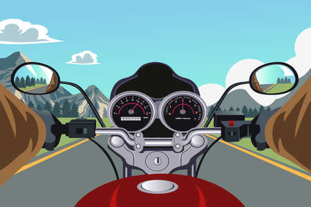 A vector illustration of a person riding a motorcycle 