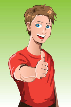 A vector illustration of a man with his thumb upのイラスト素材