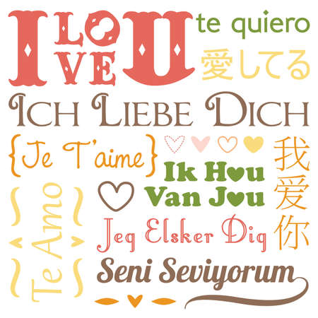 A vector illustration of I love you word in different languagesのイラスト素材
