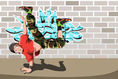 A vector illustration of a hip-hop or street dancerのイラスト素材