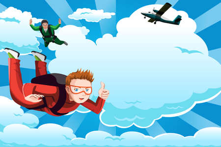 A  illustration of people skydiving with copyspaceのイラスト素材