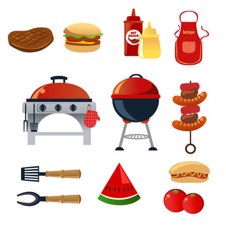 A vector illustration of barbeque icon setsのイラスト素材