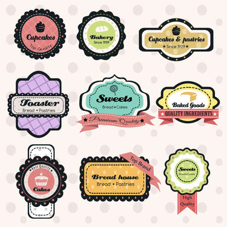A vector illustration of vintage bakery label setsのイラスト素材