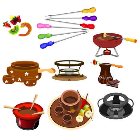 A vector illustrator of fondue icon setsのイラスト素材