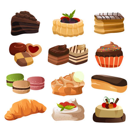 A vector illustration of pastry icon setsのイラスト素材