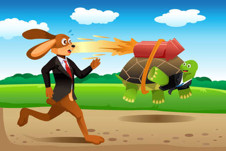 A vector illustration of tortoise and hare racingのイラスト素材