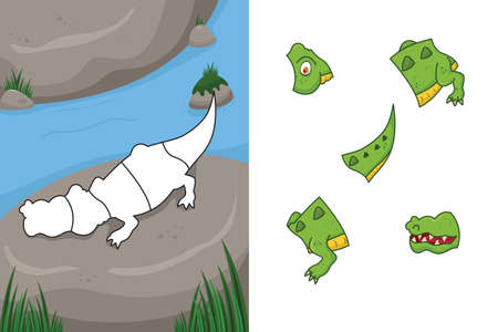 A vector illustration of crocodile puzzleのイラスト素材