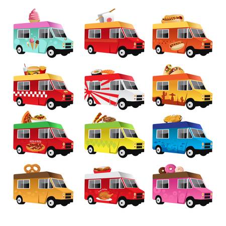 A  illustration of food truck icon designsのイラスト素材