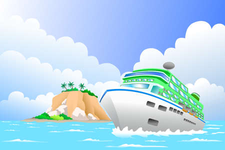 A vector illustration of luxury cruise ship in the sea for travel conceptのイラスト素材