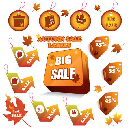 A vector illustration of  autumn sale label designsのイラスト素材