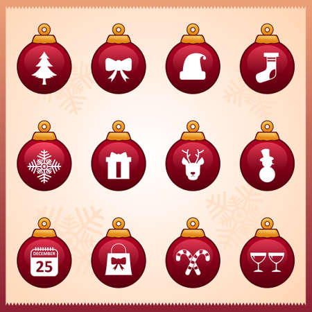 A vector illustration of Christmas icon setsのイラスト素材