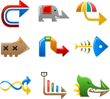 A vector illustration of creative colorful arrow sign designsのイラスト素材