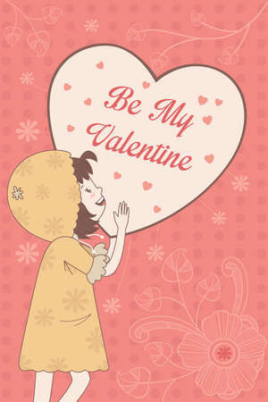 A vector illustration of Valentine card design with Be My Valentine wordsのイラスト素材