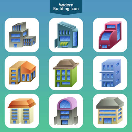A vector illustration of modern building icon designsのイラスト素材