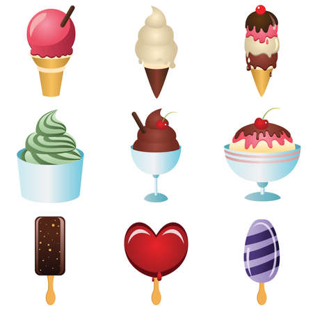 A vector illustration of ice cream iconsのイラスト素材
