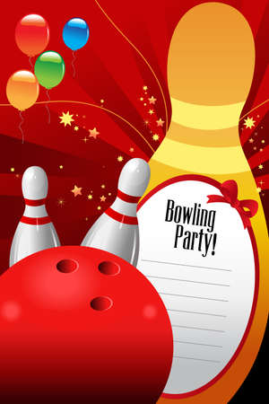 A vector illustration of bowling party invitation templateのイラスト素材