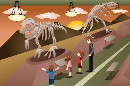 A vector illustration of kids on a field trip to a museumのイラスト素材