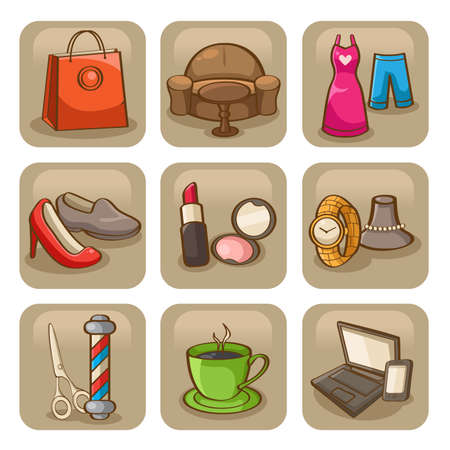 A vector illustration of fashion icon setsのイラスト素材