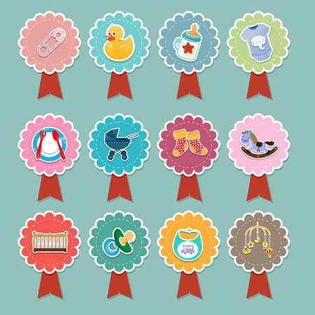 A vector illustration of baby items icon designsのイラスト素材