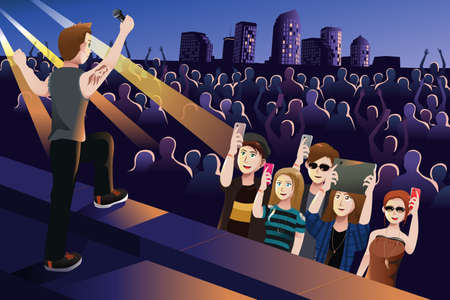 A illustration people in a concertのイラスト素材