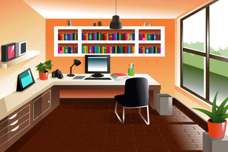 illustration of modern looking workspace deskのイラスト素材