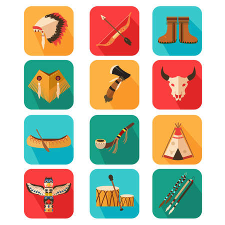 An illustration of Native Americans icon setsのイラスト素材