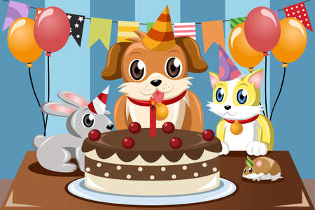 A vector illustration of pets birthdayのイラスト素材